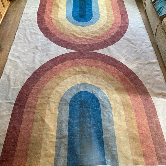 Vintage Style Washable Rainbow Pattern Rug - Picture 2 of 5